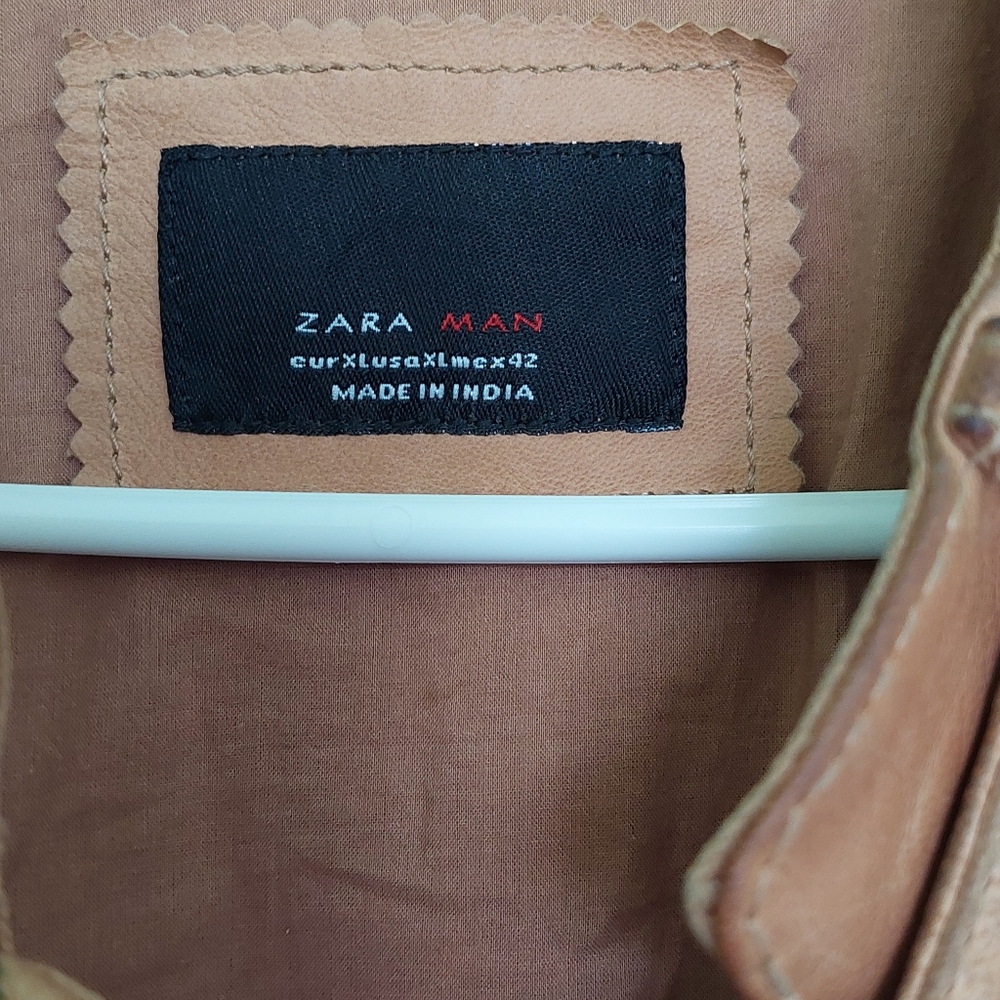 Zara Genuine leather cafe racer jacket